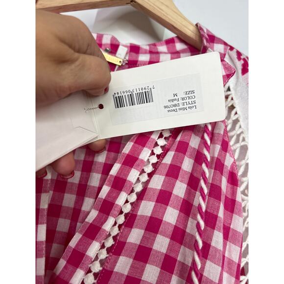 NWT Dodo Bar Or Eyelet Embroidered Tassel V-Neck Lola Mini Dress Fuchsia Pink - Picture 5 of 8